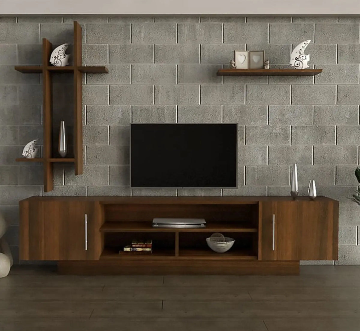 ترابيزة تليفزيون مع وحدات اضافية خشب MDF عالي الجودة - HFS-007