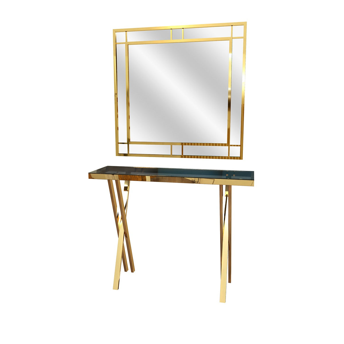 Stainless Steel Console and Mirrors - ORX-078
