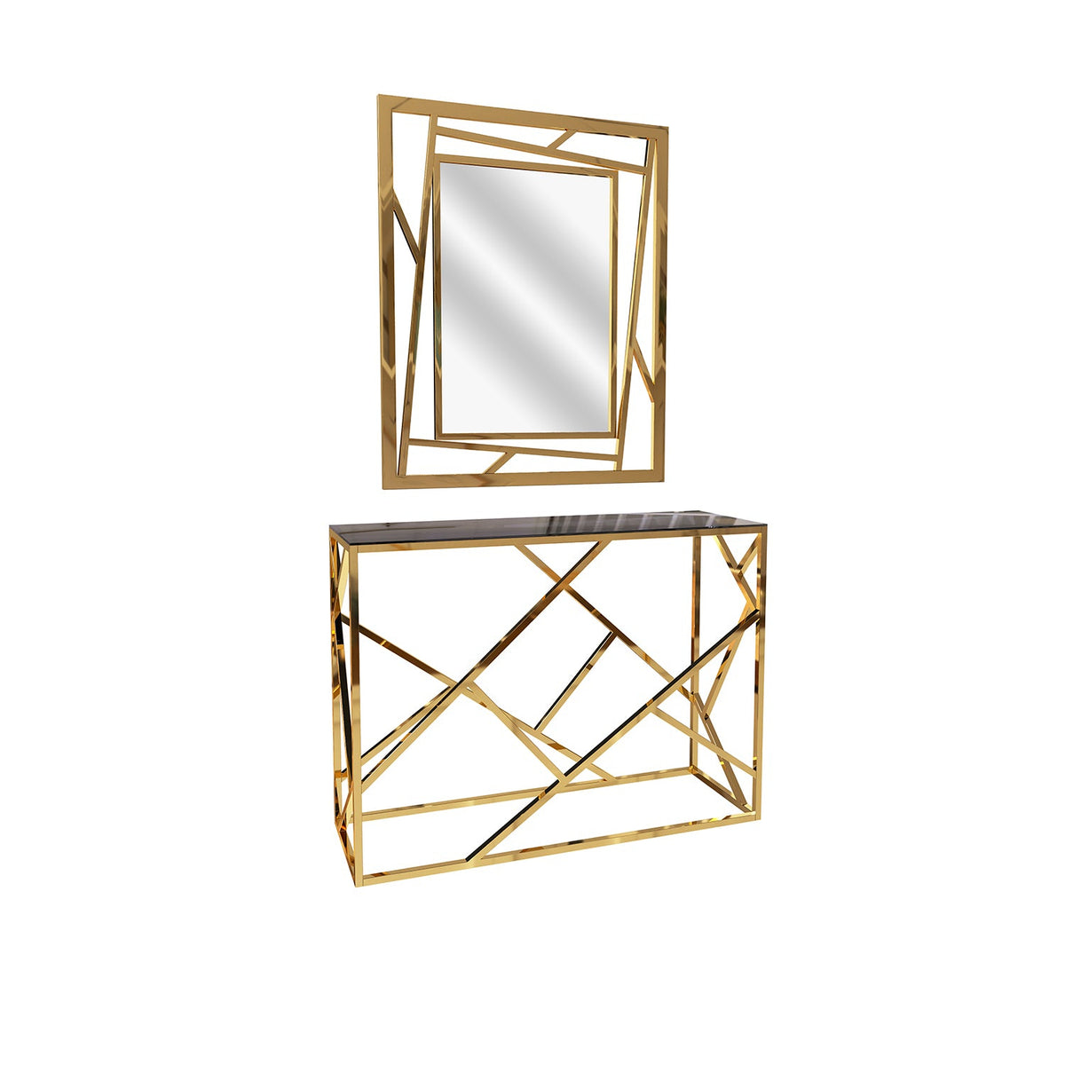 Stainless Steel Console and Mirrors - ORX-080