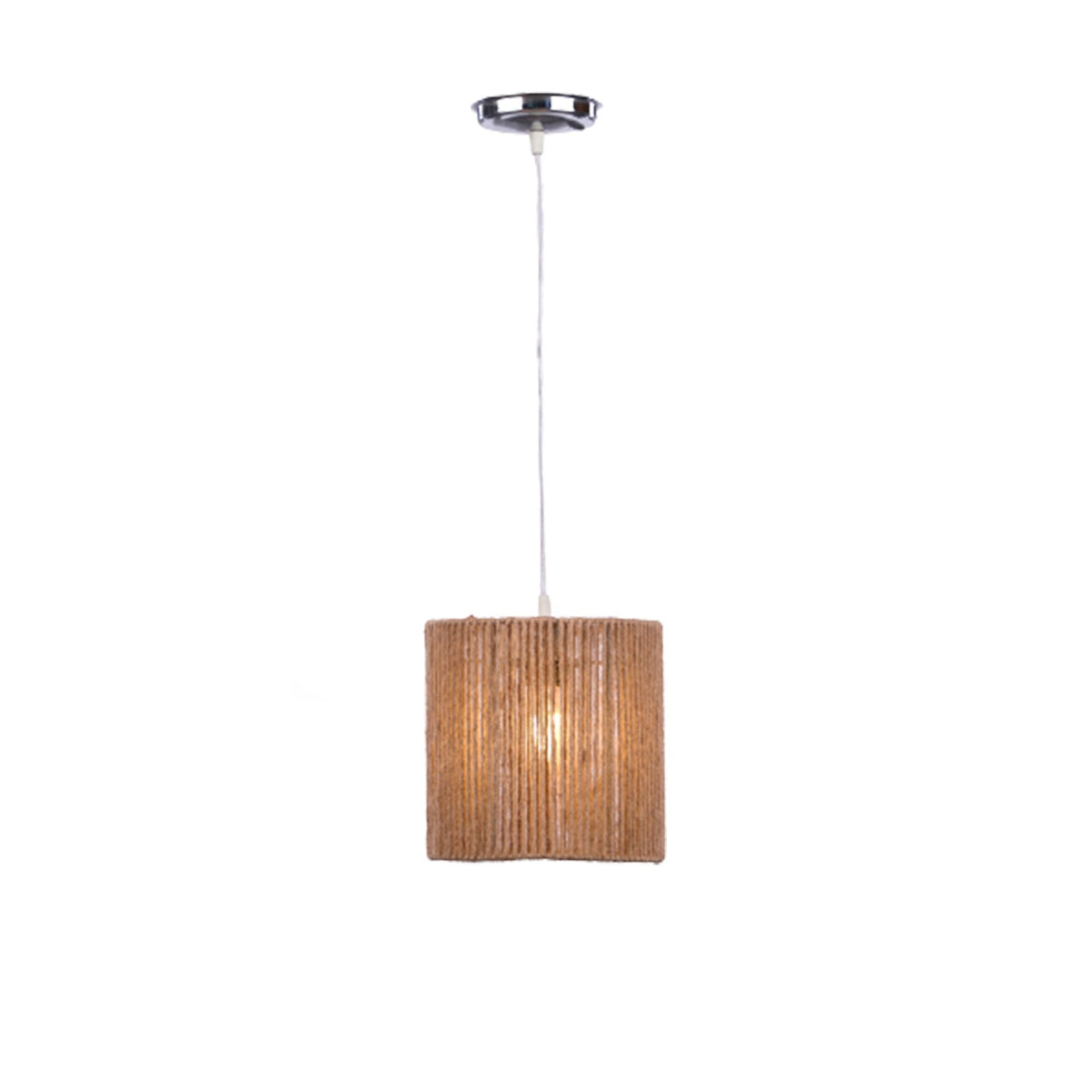 Elegant rope chandelier adds a touch of warmth and natural beauty.
