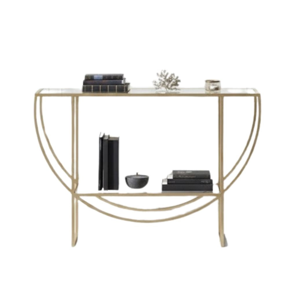 Console with marble top and iron frame for modern decor REL-026