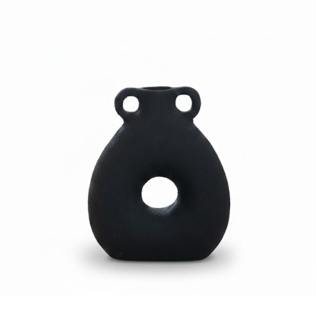 Black Ceramic Vase with Elegant Design – KHK-029