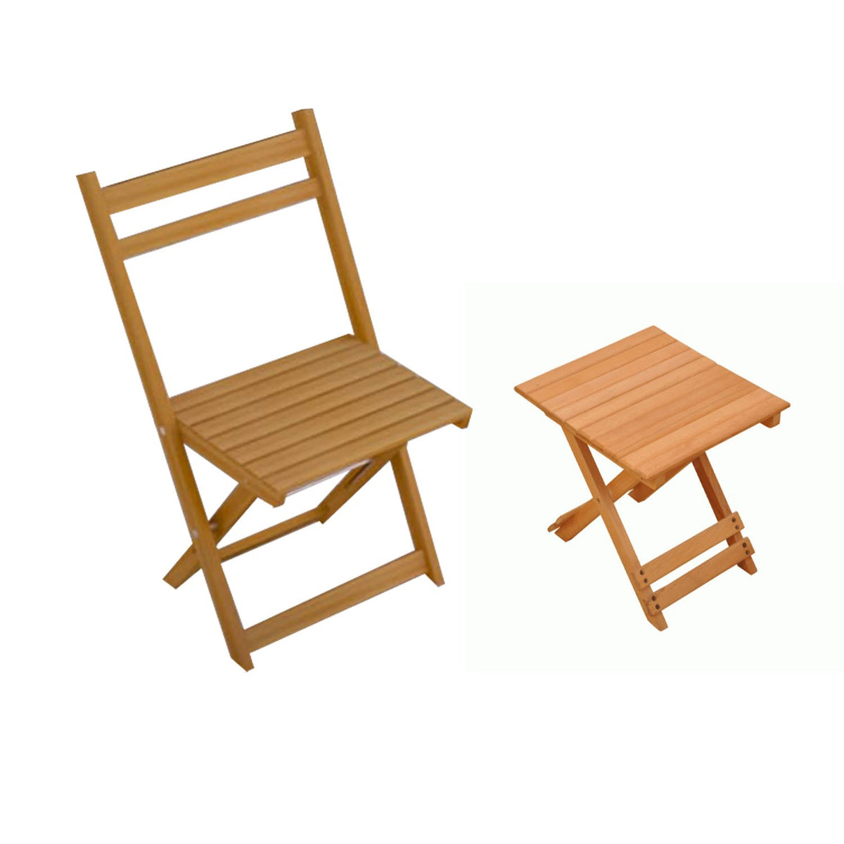 Set of 2 chairs + red beech wood table - OBG-026