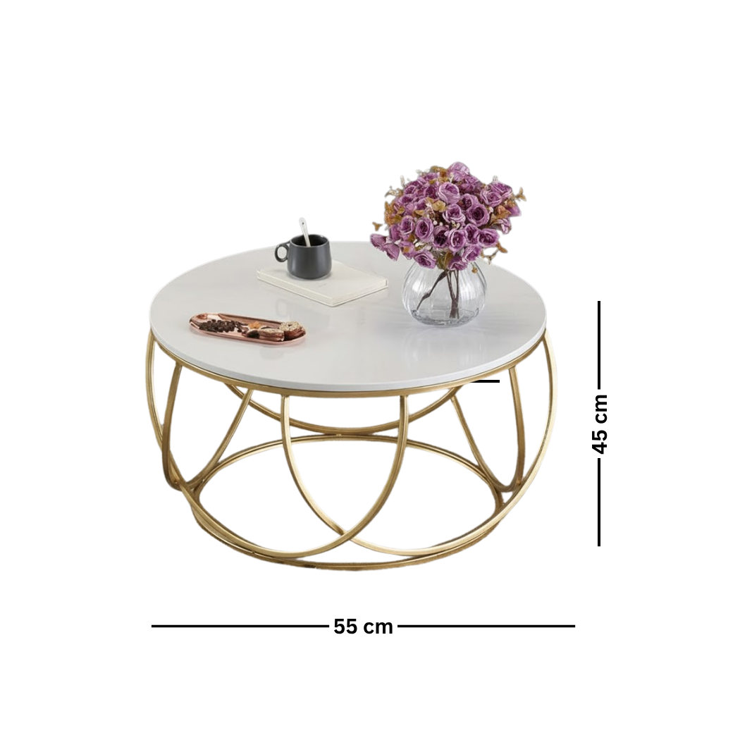 Steel Coated Coffee Table – Luxury Carrara Marble Top – Elegant Modern Design – Model ZSL-023