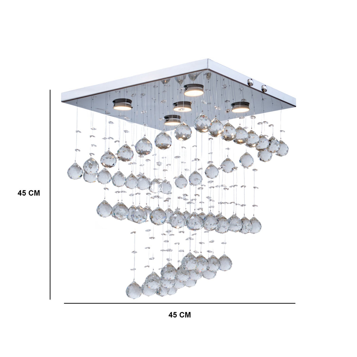 Elegant and luxurious crystal and steel chandelier