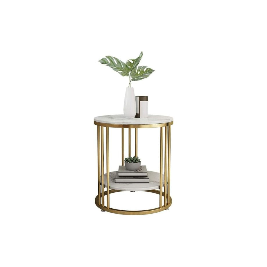 Steel Coated Coffee Table – Luxury Carrara Marble Top – Elegant Modern Design – Model ZSL-032