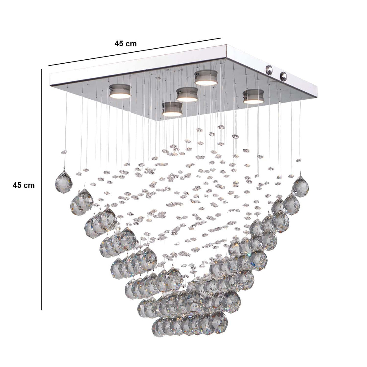 Crystal and stainless steel chandelier with a luxurious design