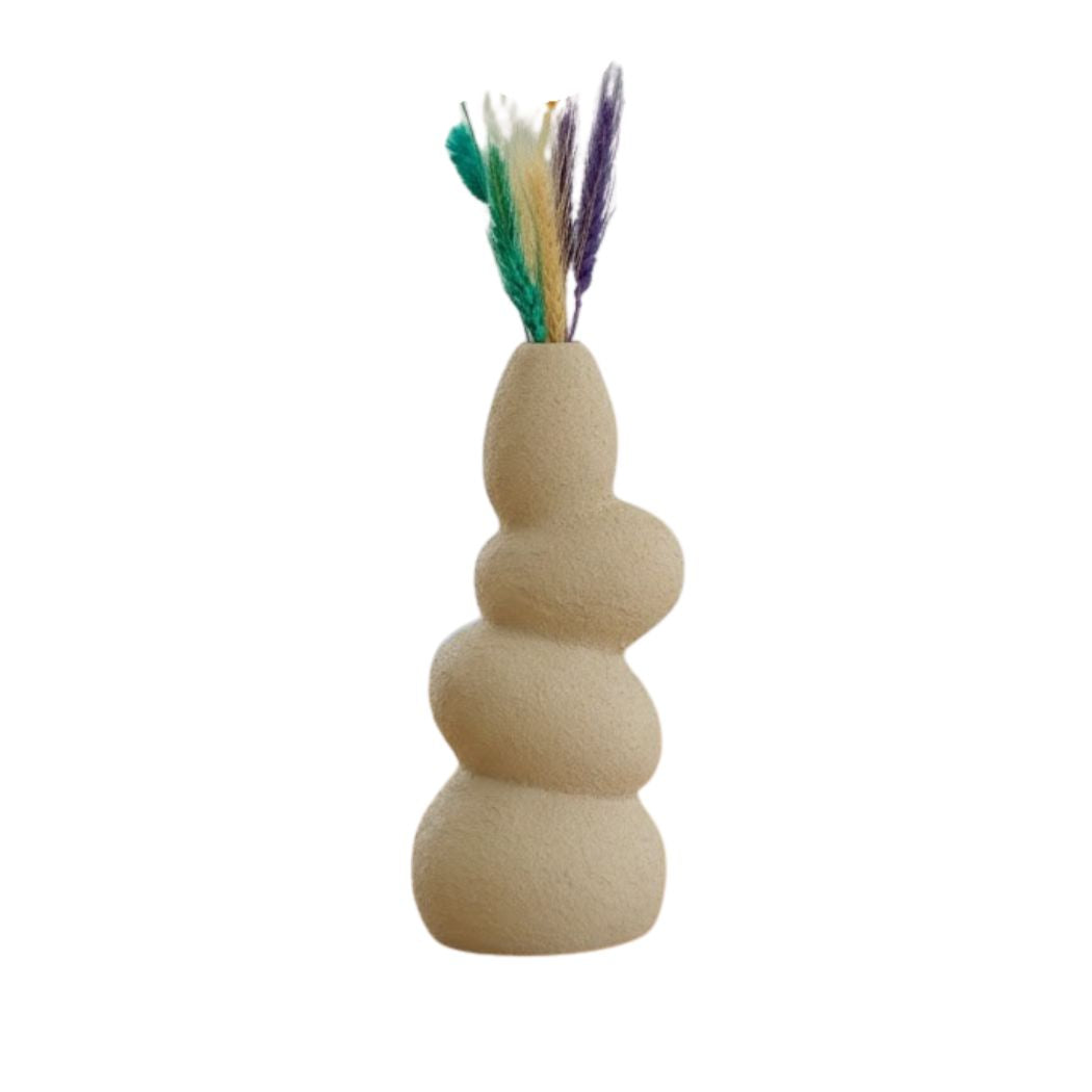 Beige-colored pottery vase with a calm modern design – KHK-015