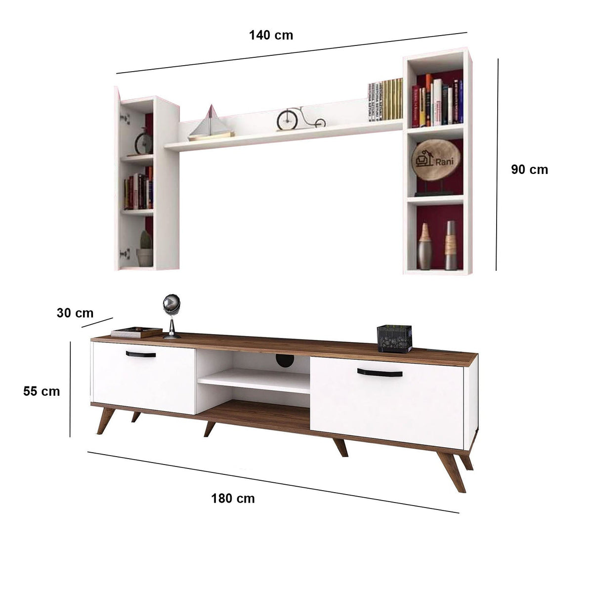 TV table with additional units made of high-quality MDF wood - HFS-009