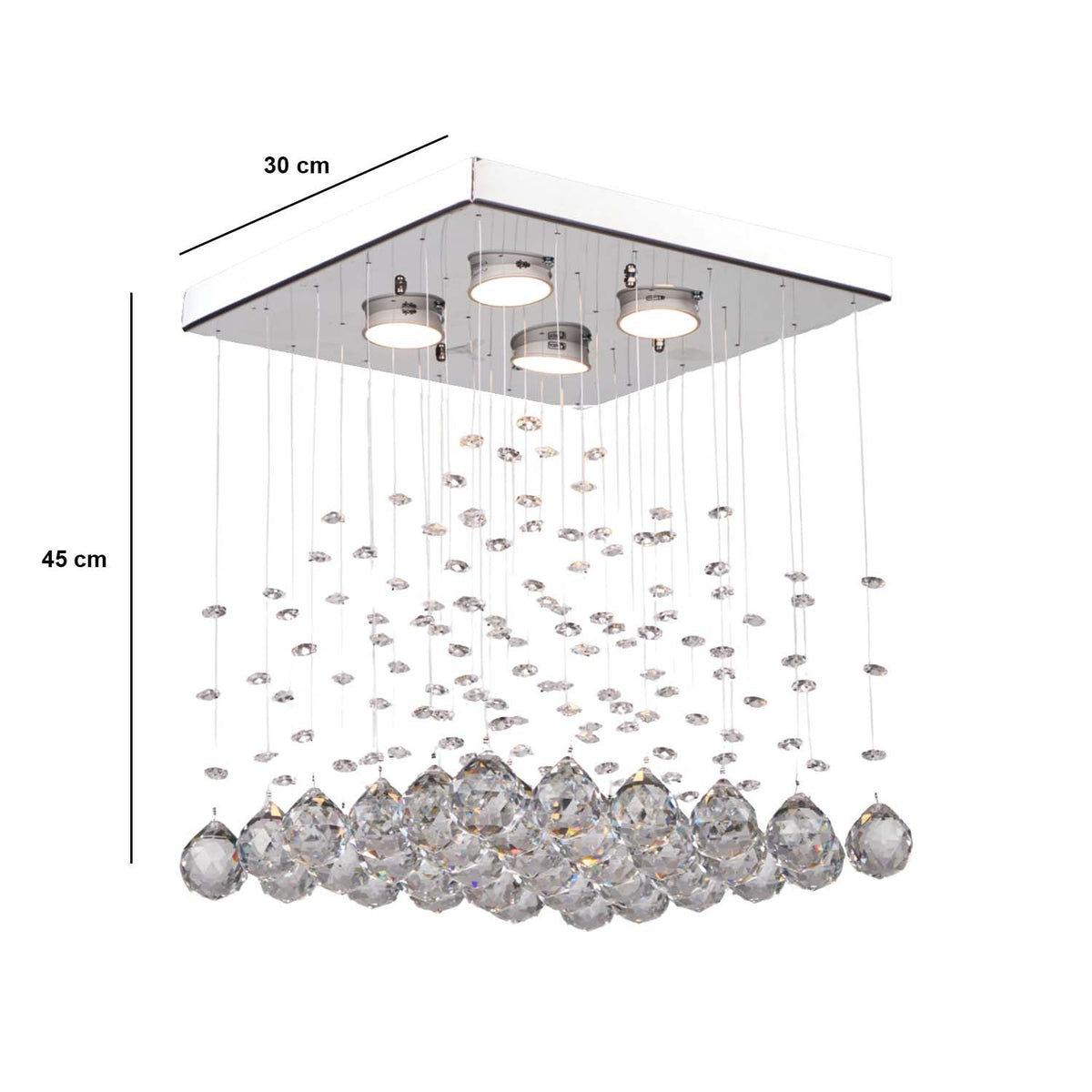 Crystal and steel chandelier with a luxurious design