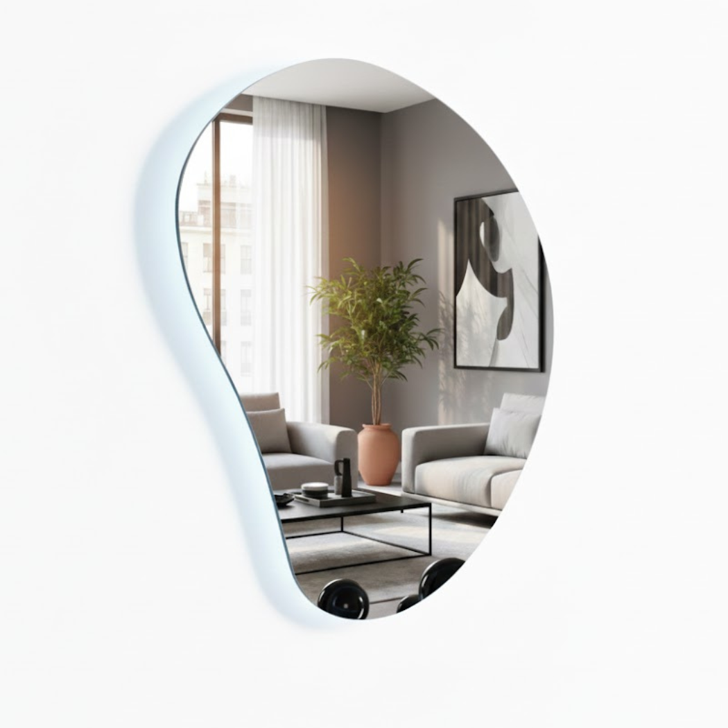 LED Light Mirror – White Frame – Size 50×70 cm – High-Quality Glass – Model KTM-012