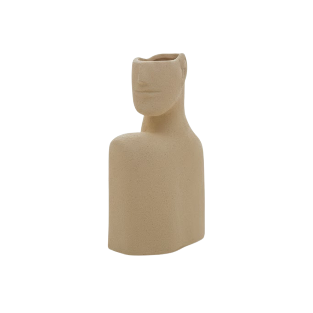 Beige-colored pottery vase with an elegant balanced design – KHK-042