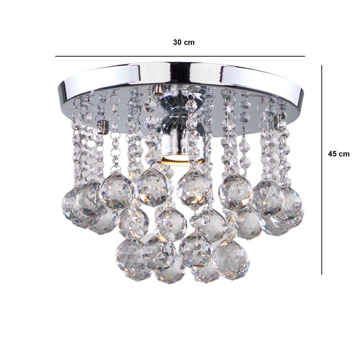 Small crystal and steel chandelier with a sparkling touch