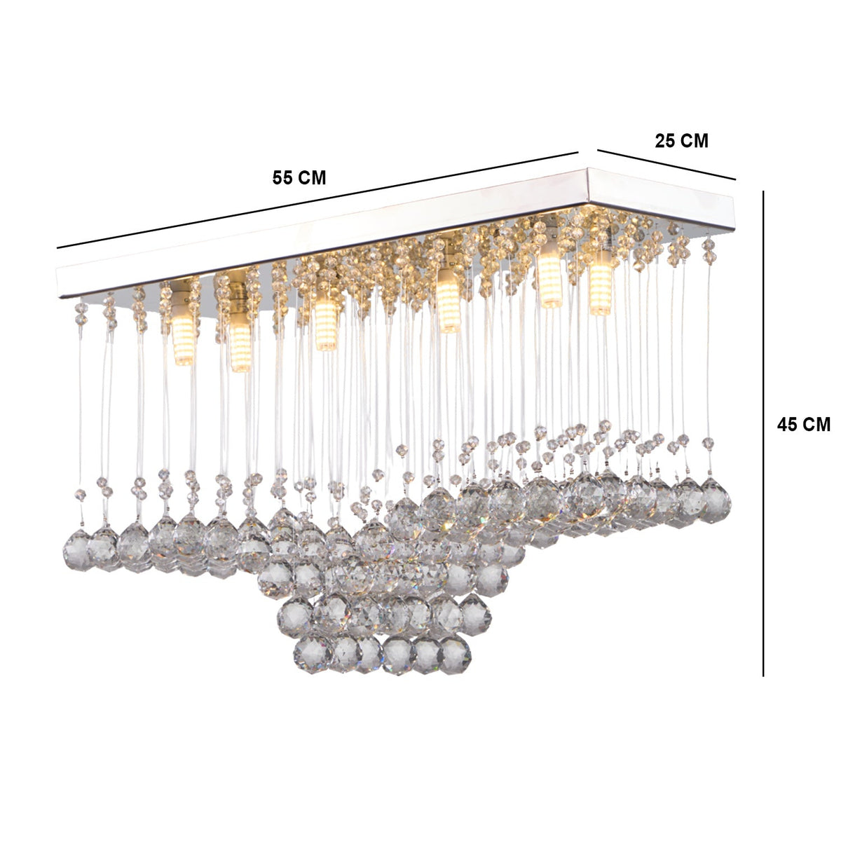 Crystal and steel chandelier with a luxurious and modern touch