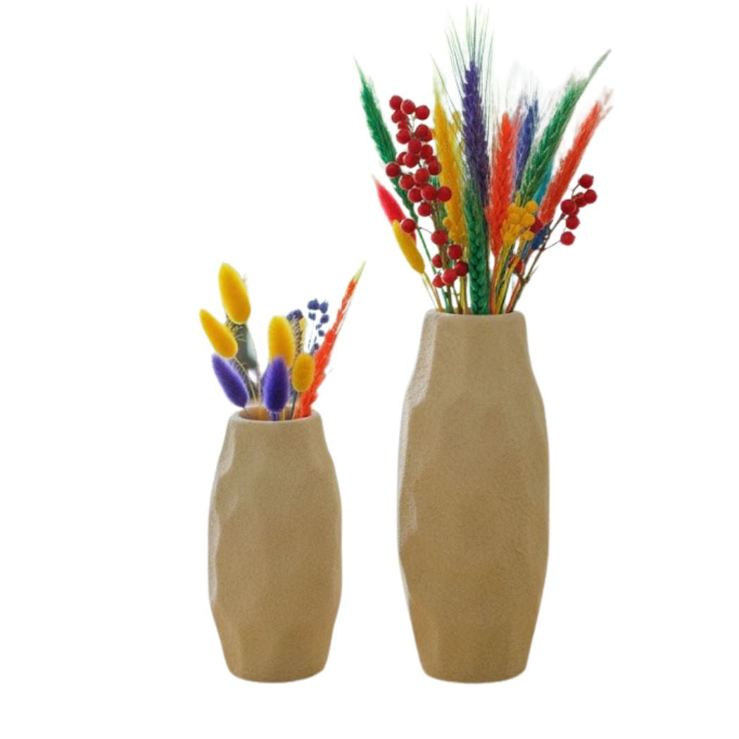 Set of 2 Off-White Ceramic Vases with a Calm Design – KHK-021