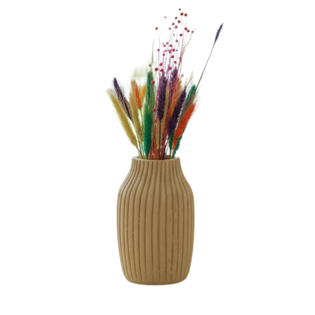 Beige-colored ceramic vase with elegant balanced design – KHK-014