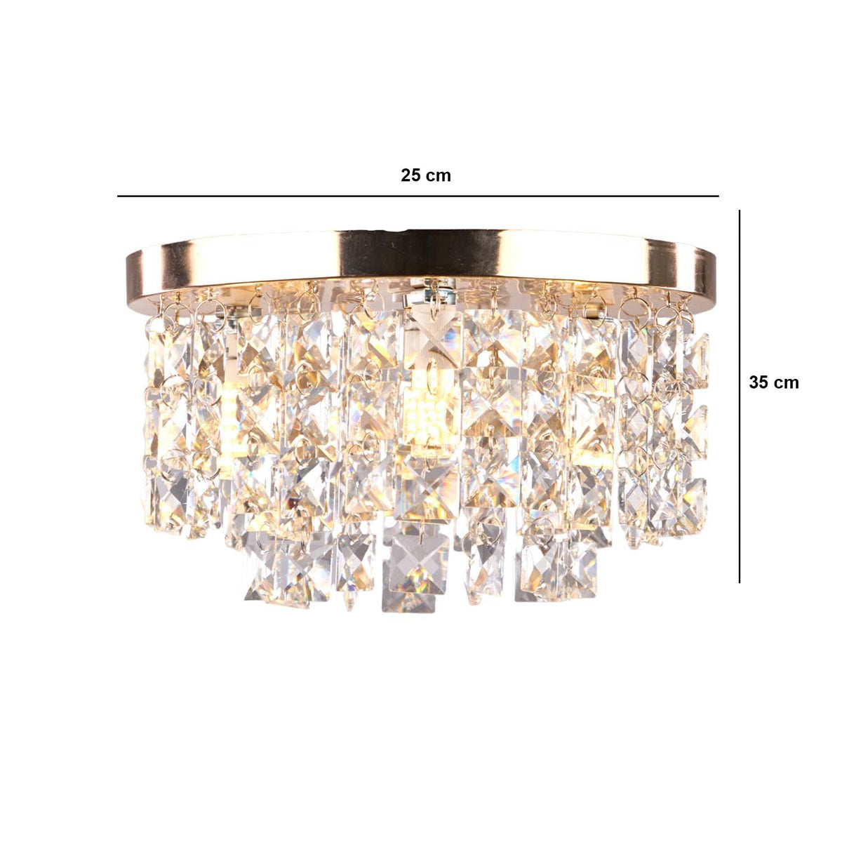 Small crystal and steel chandelier with a luxurious design