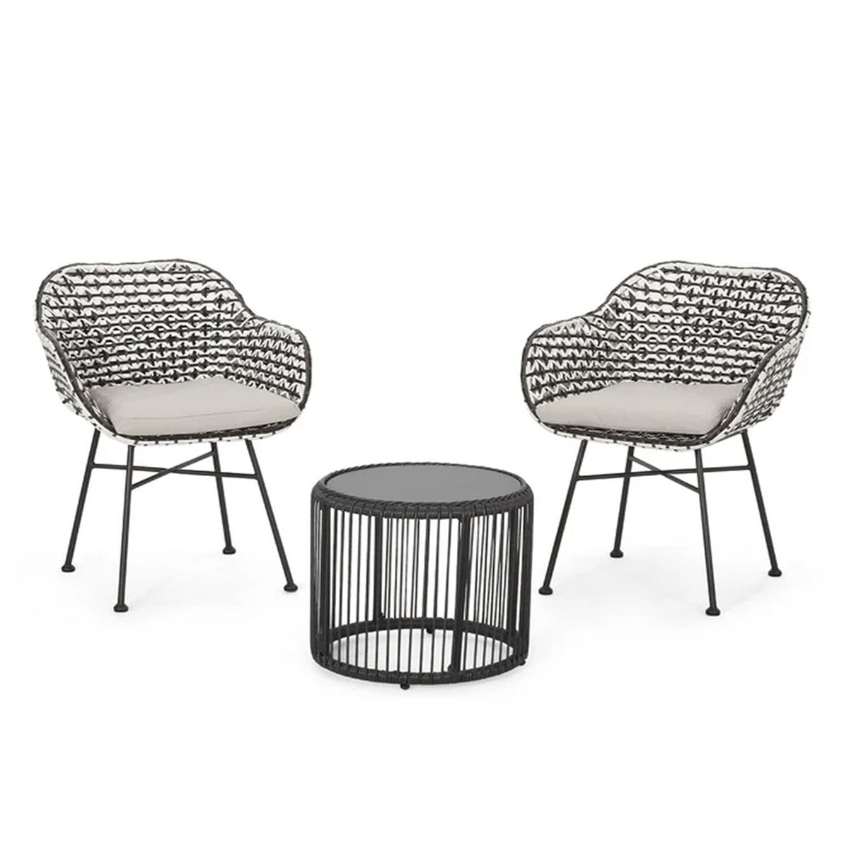 Set of 2 chairs and a table made of rattan - OS-247