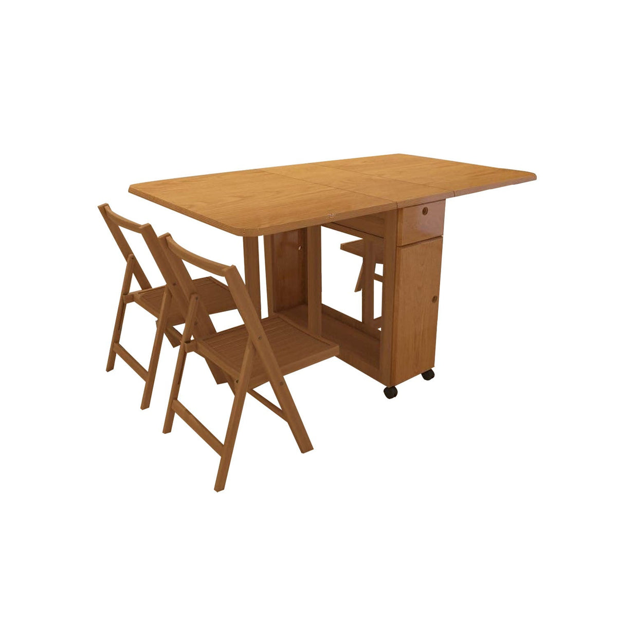 Set of 4 chairs + red beech wood table - OBG-024