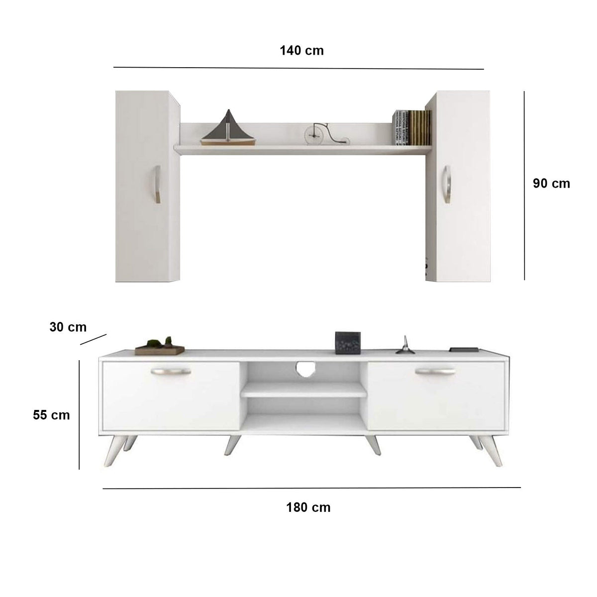 ترابيزة تليفزيون مع وحدات اضافية خشب MDF عالي الجودة - HFS-008