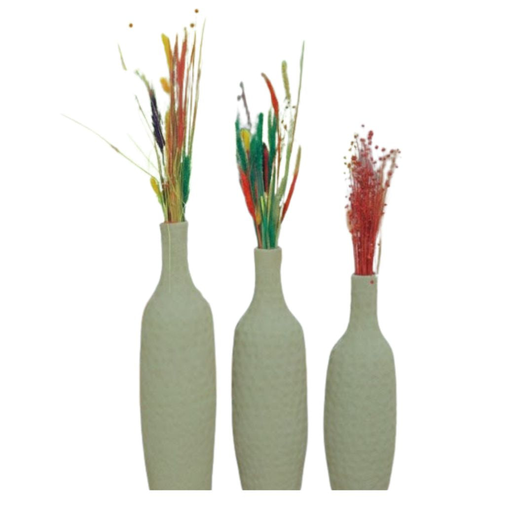 Set of 3 Large Gradient Beige Pottery Vases – KHK-032