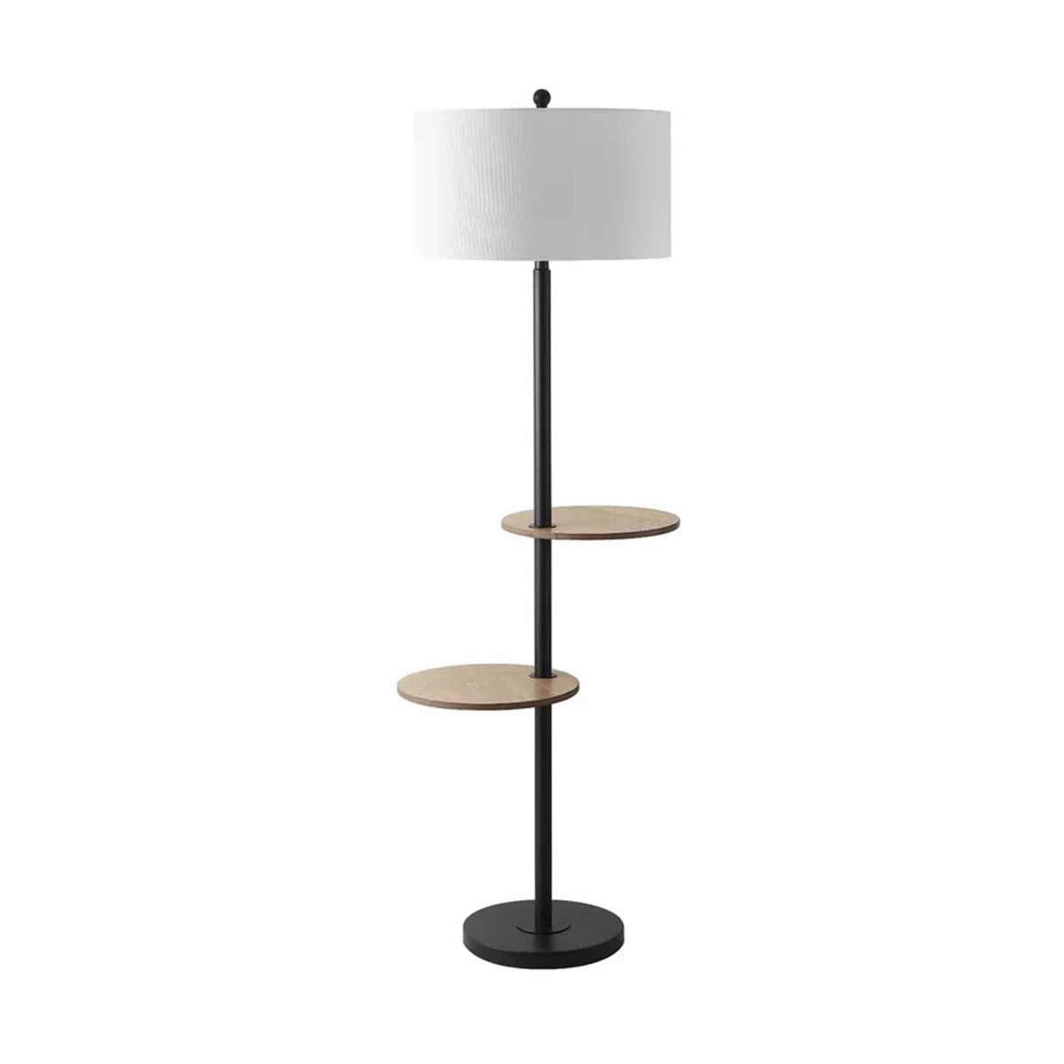 Luxury-designed metal floor lamp with a wooden base