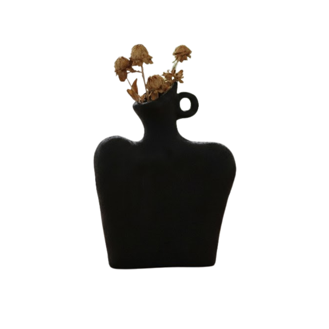 Black Ceramic Vase for Modern and Elegant Decor KHK-048