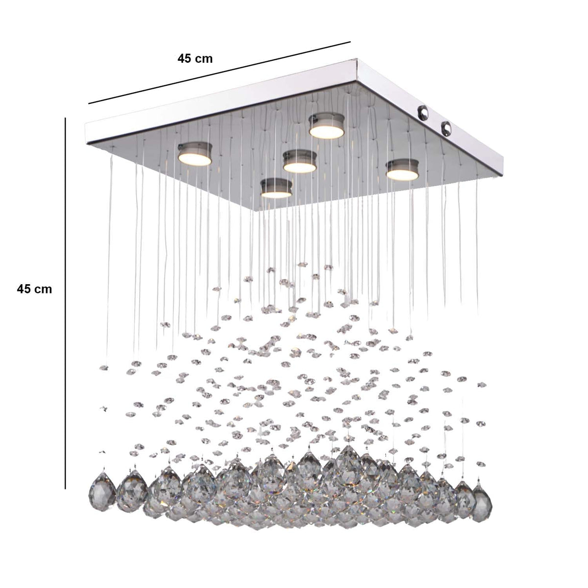 Crystal and stainless steel chandelier with a luxurious modern design