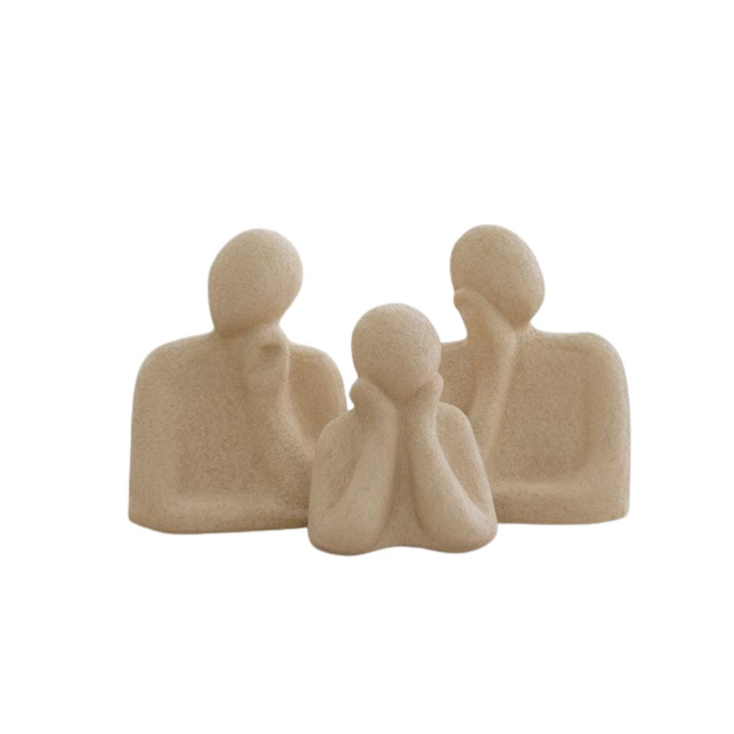 Set of 3 Beige Marble Ceramic Vases with Coordinated Design – KHK-018