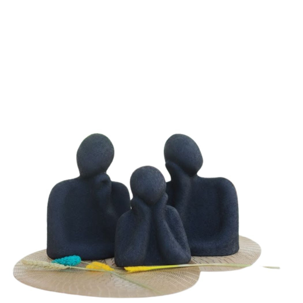 Set of 3 Black Speckled Pottery Vases with Modern Design – KHK-017