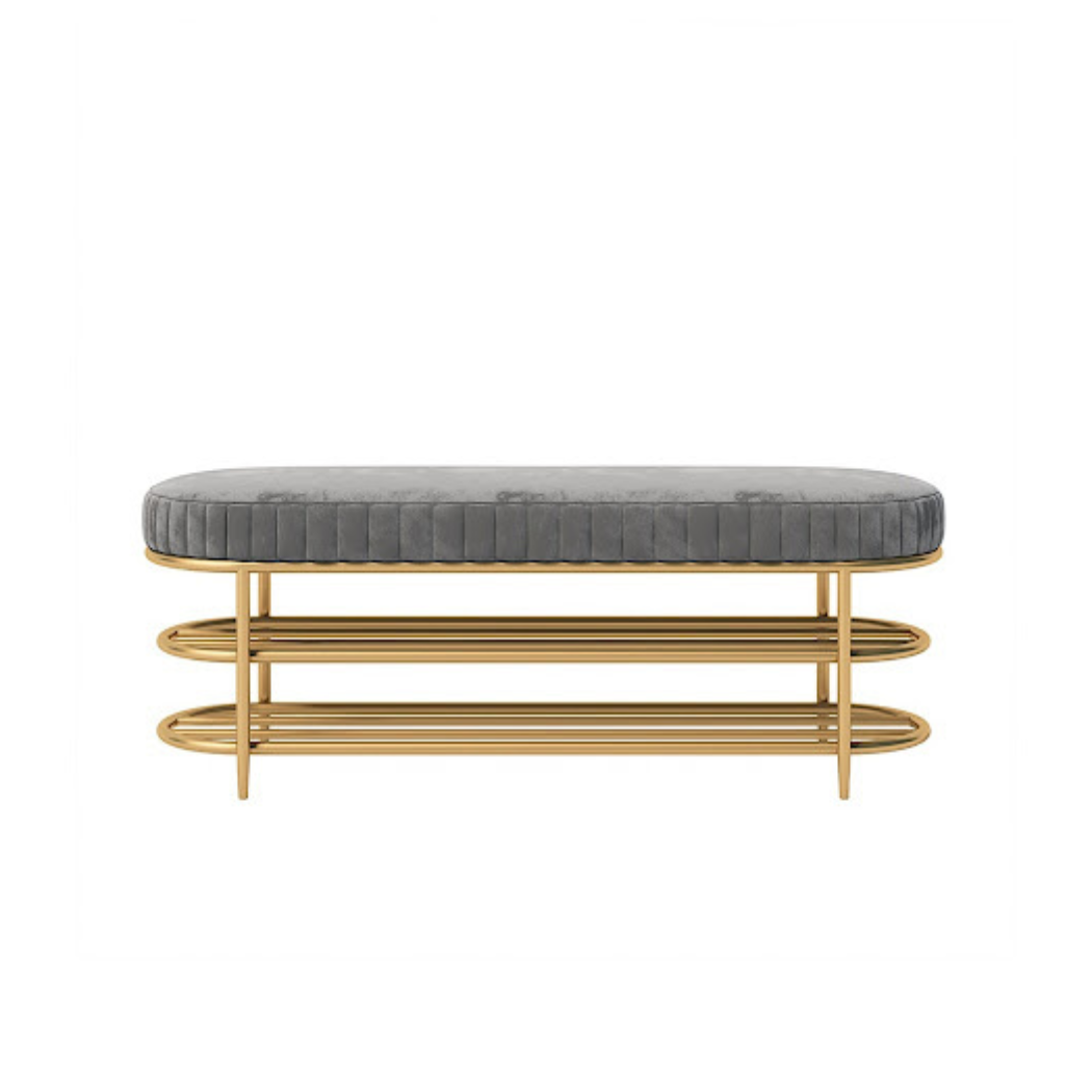 Oval Bench ELET-033 – Iron with Upholstery and Decorative Fabric in an Elegant Design