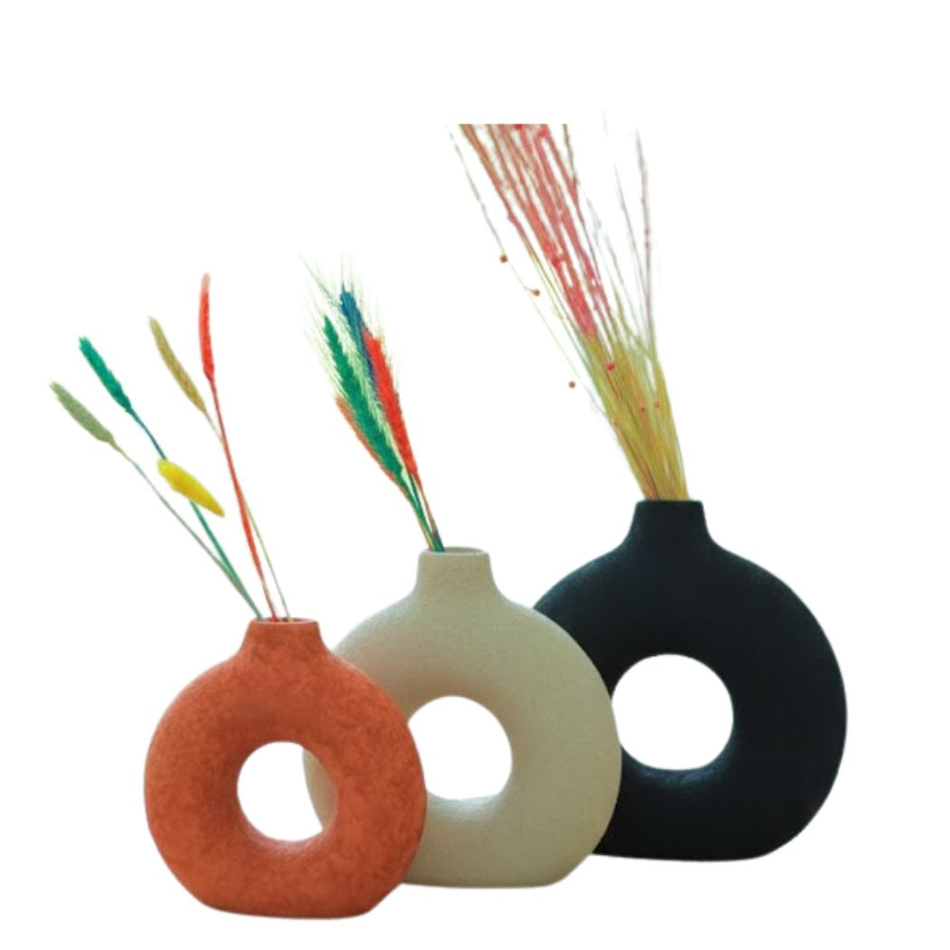Set of 3 Multicolored Ceramic Vases with Harmonious Gradient – KHK-028