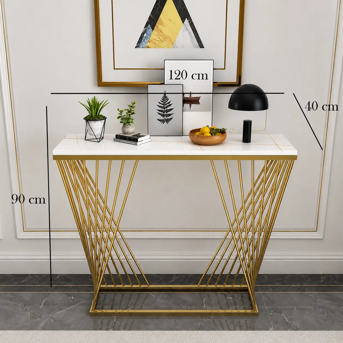 Modern iron and marble console – elegant and contemporary design