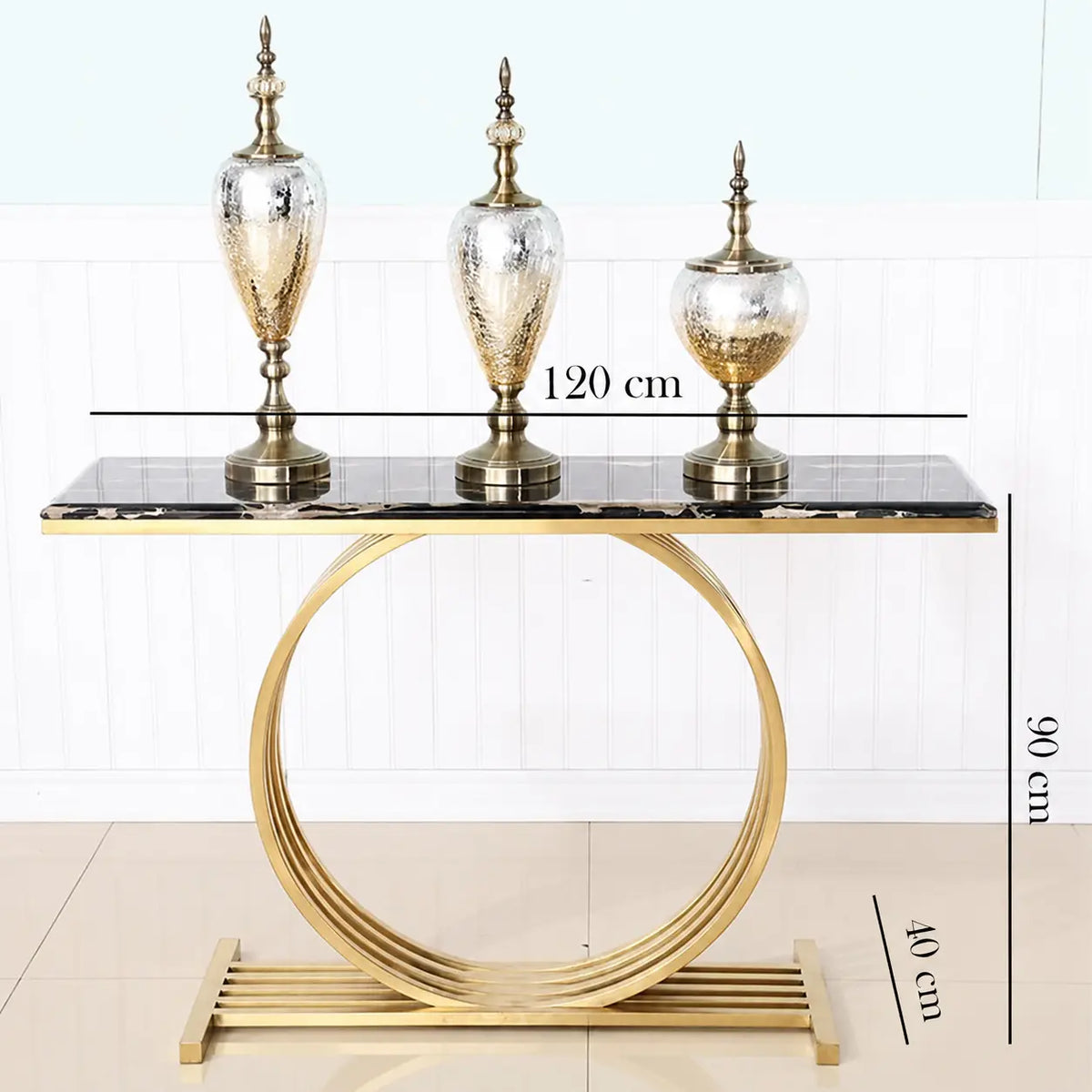 Gunnar Modern Console Iron and Black Spanish Marble – Luxury and Contemporary Design