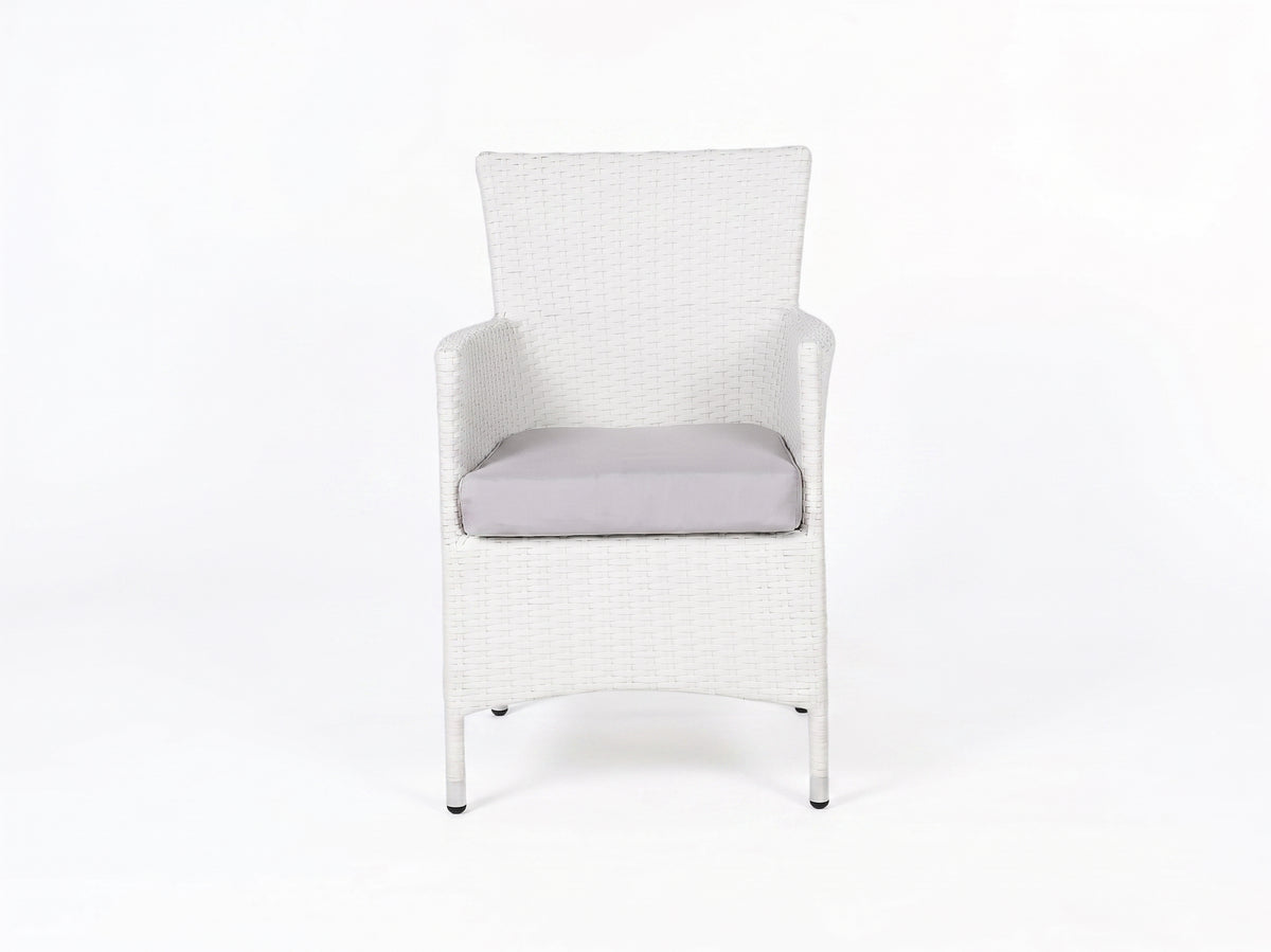White Rattan Chair with Light Gray Cushion for Restaurants and Cafes - OS-022