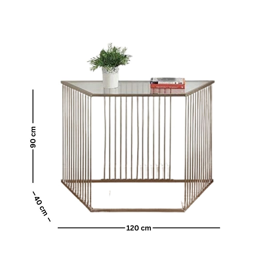 Metal console with glass top – luxurious modern design