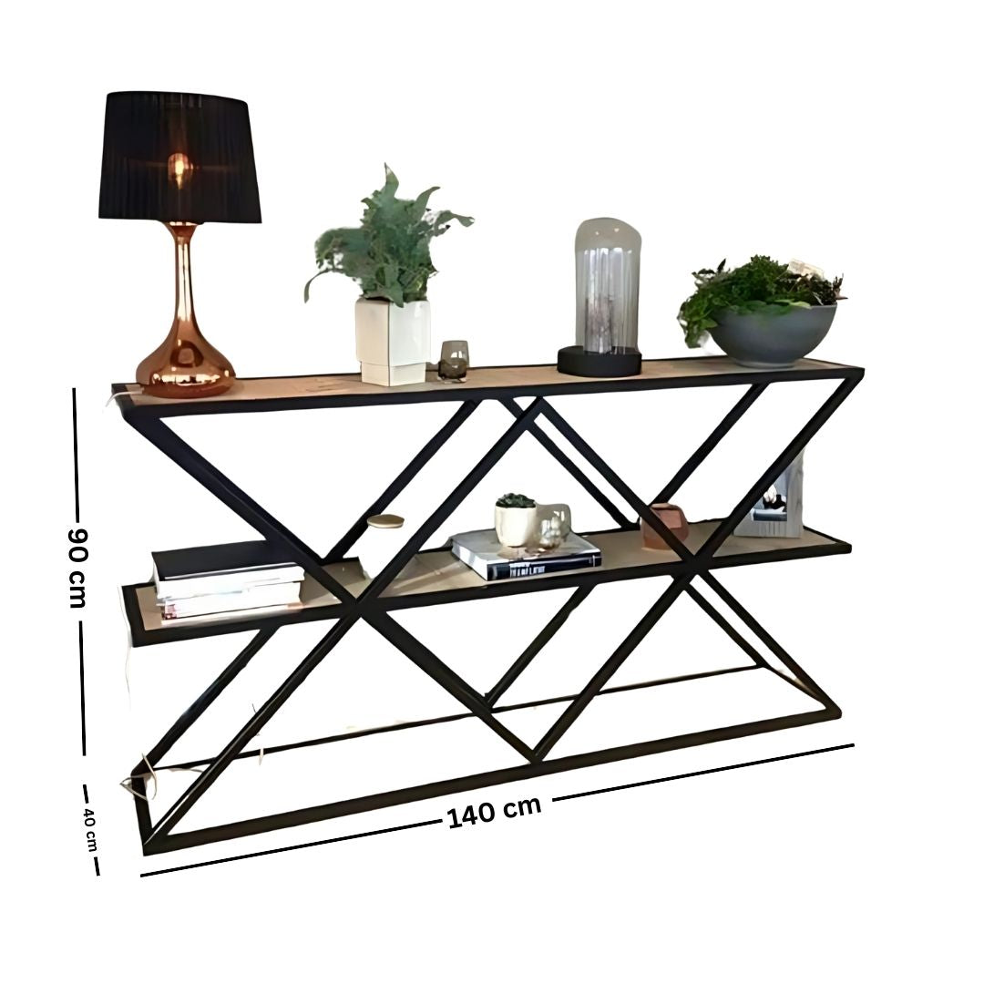 Metal console with wooden top – elegant modern design