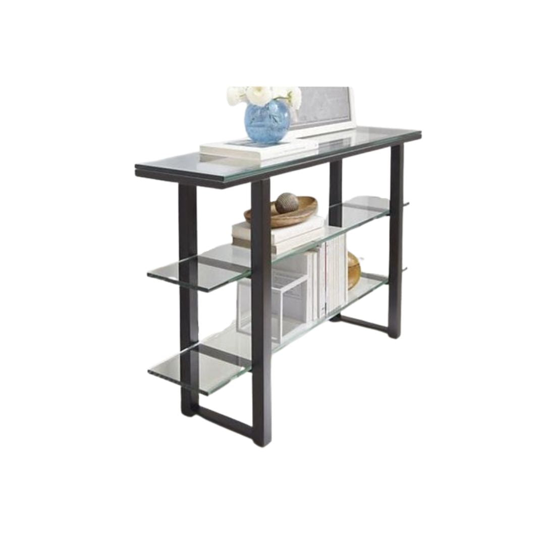 Metal console with glass top – luxurious modern design