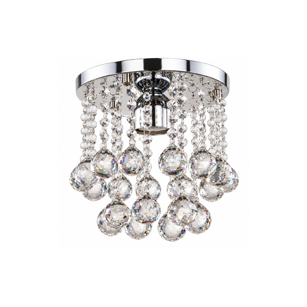 Small crystal and stainless steel chandelier with a luxurious touch