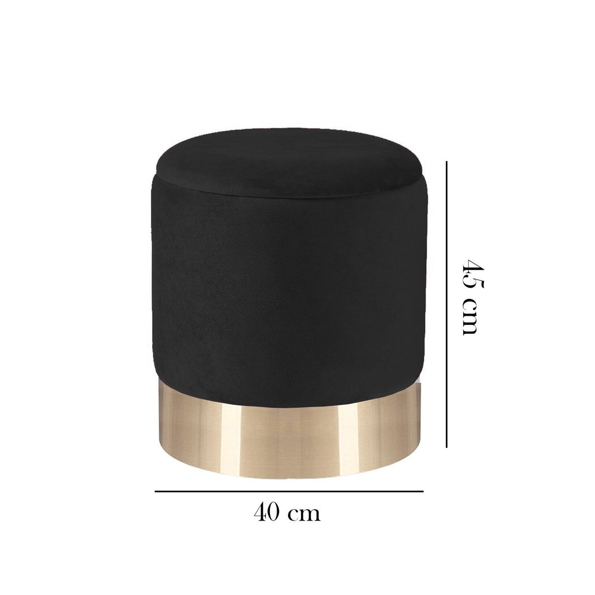 Rio pouf with plush fabric - black