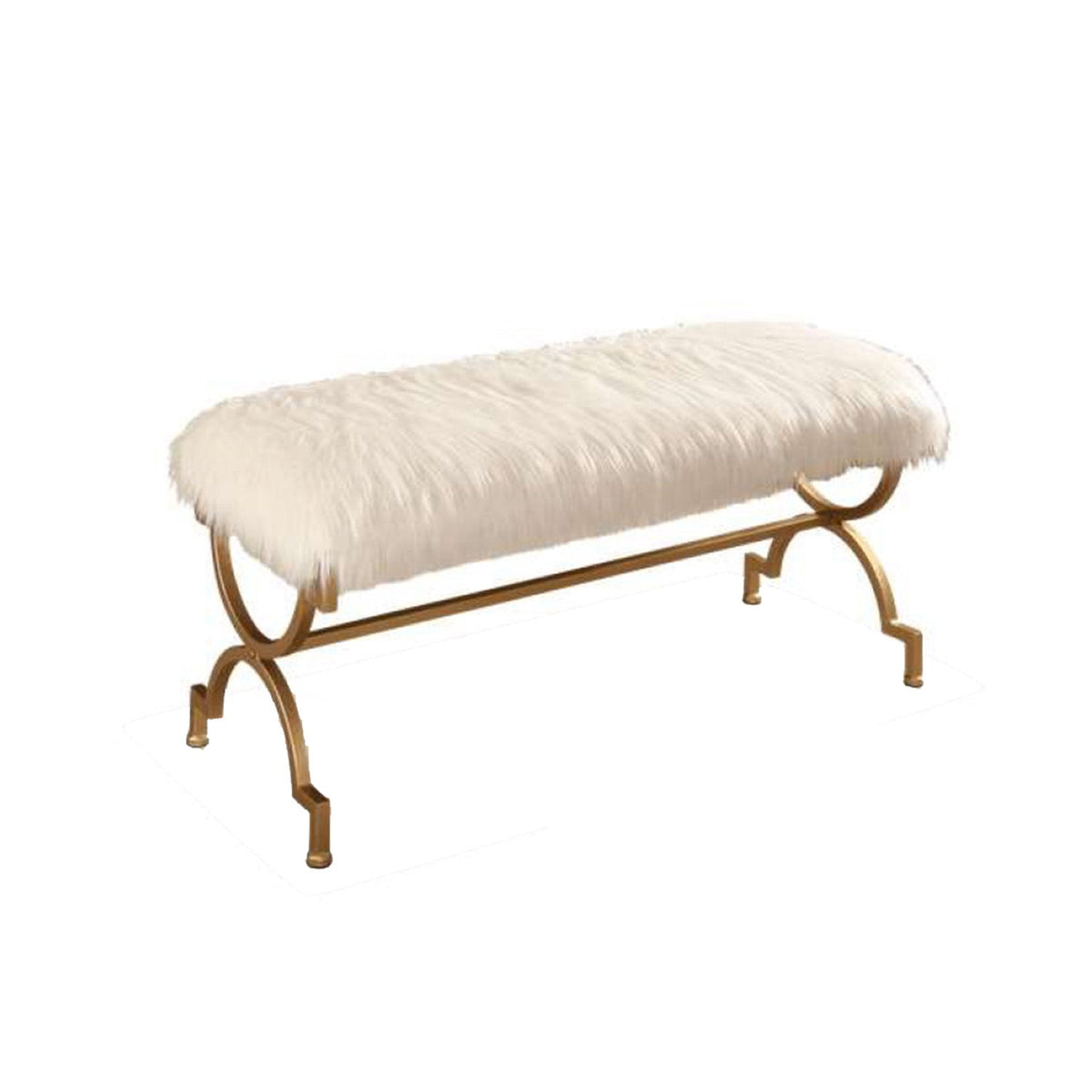 Modern elegant bench with external fur and metal frame