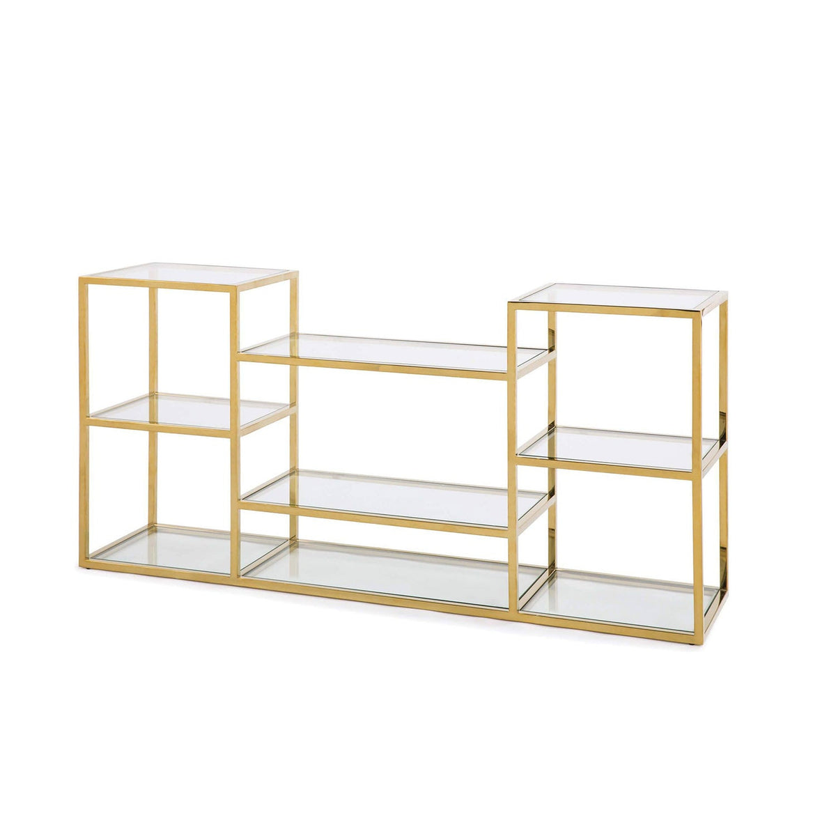 Modern console with transparent glass and metal frame – elegant and contemporary design