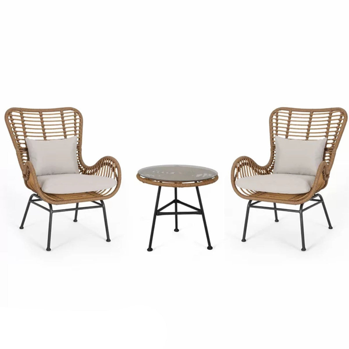Migo rattan set of 2 chairs and a table