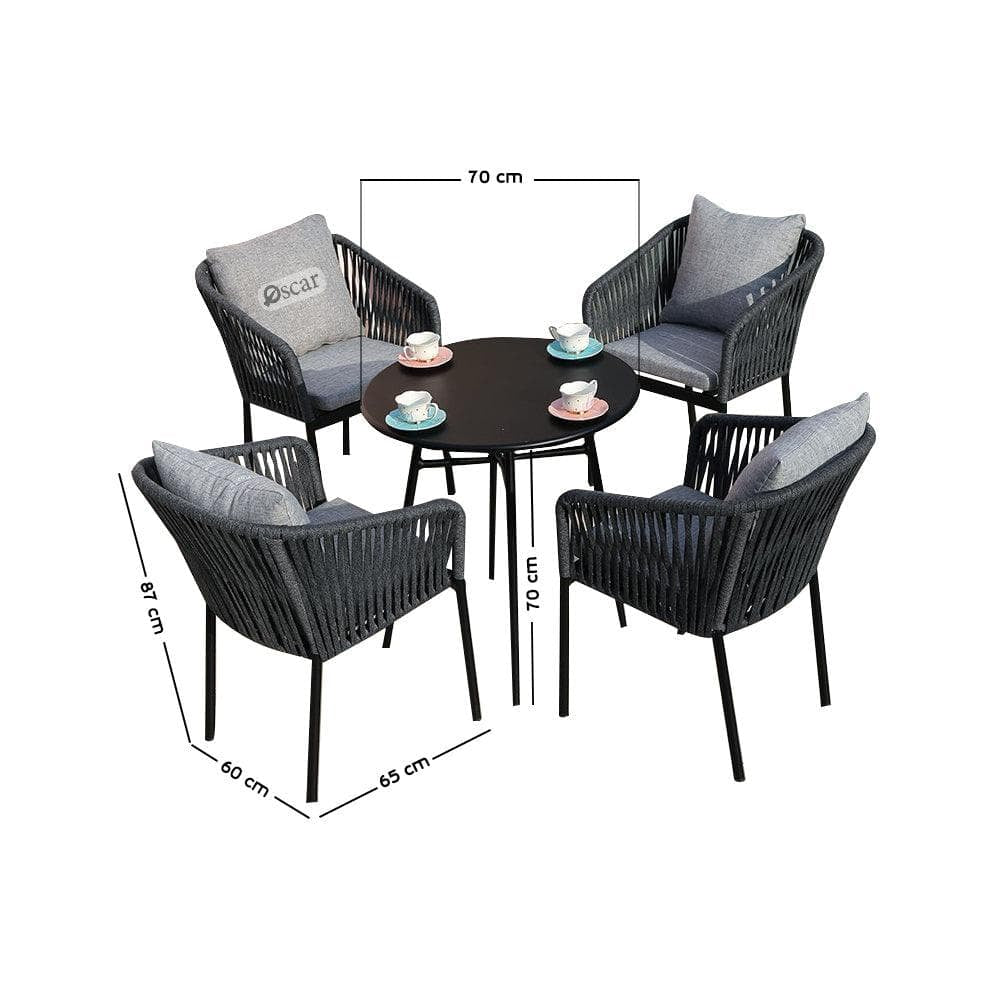 Dining set 4 chairs and iron table rust-resistant - modern durable design