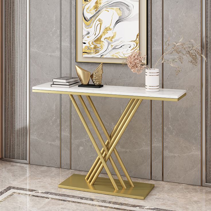 Modern iron and Turkish marble console – luxurious and contemporary design