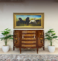 Classic bio made of beechwood and natural marquetry with brass and glass details - GLH-001