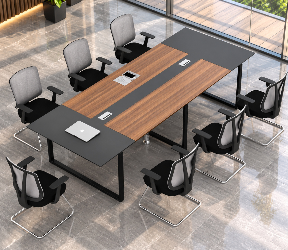 ترابيزة اجتماعات - 240×120 سم - خشب MDF إسباني مع شاسيه معدن – CEM-063