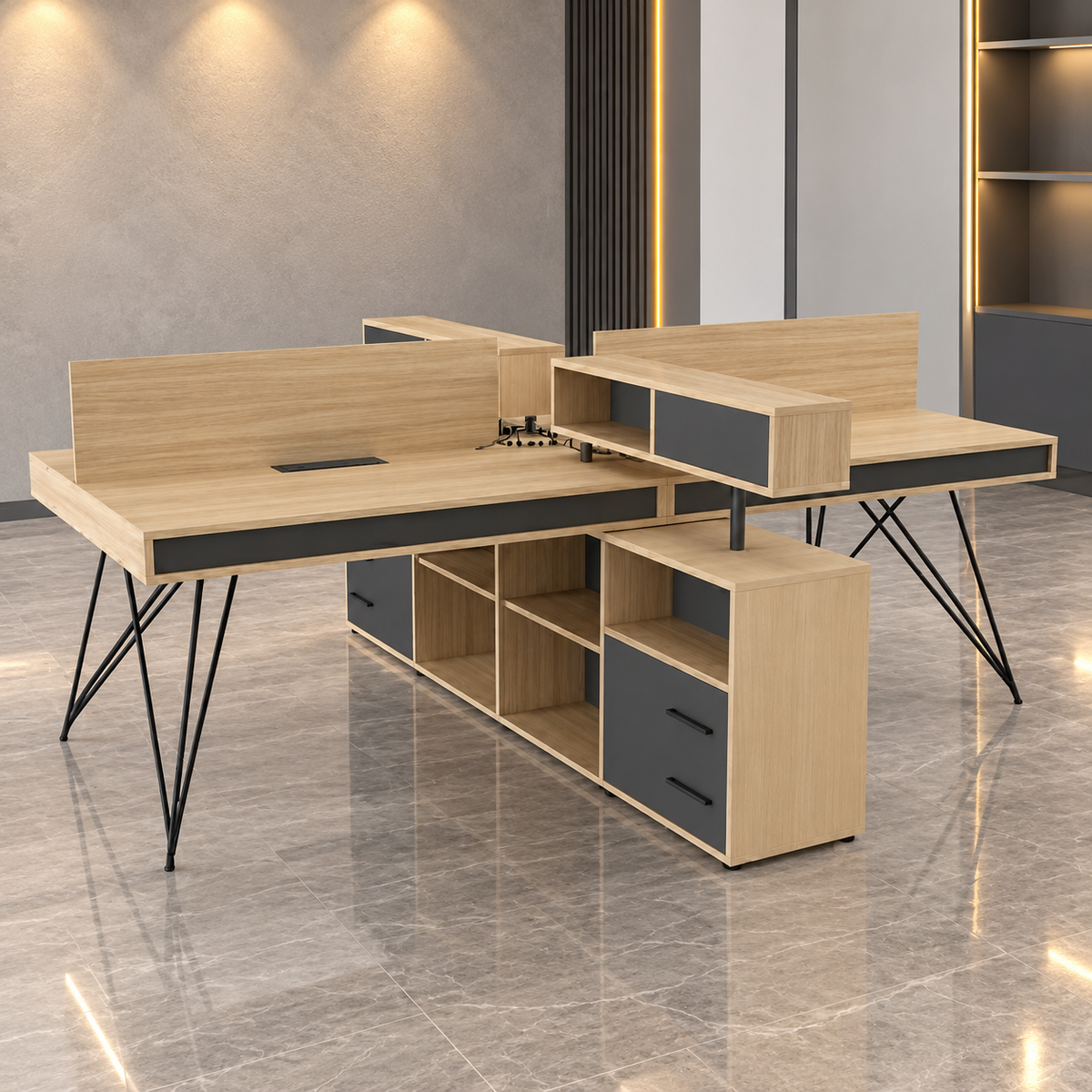 Quad workstation  made of Spanish MDF wood - CEM-013