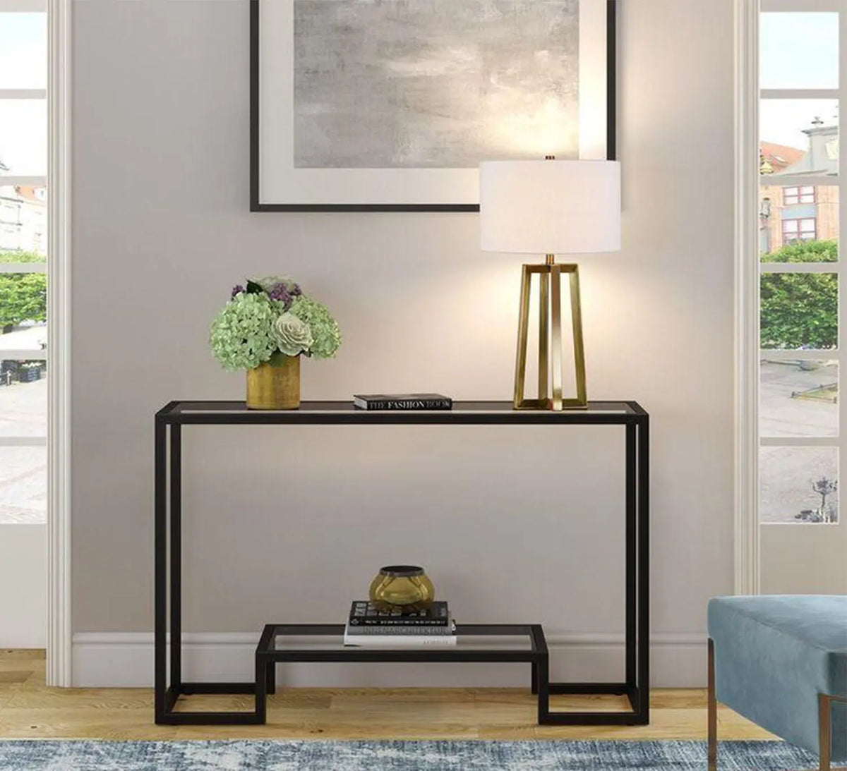 Modern iron and transparent glass console – contemporary and elegant design