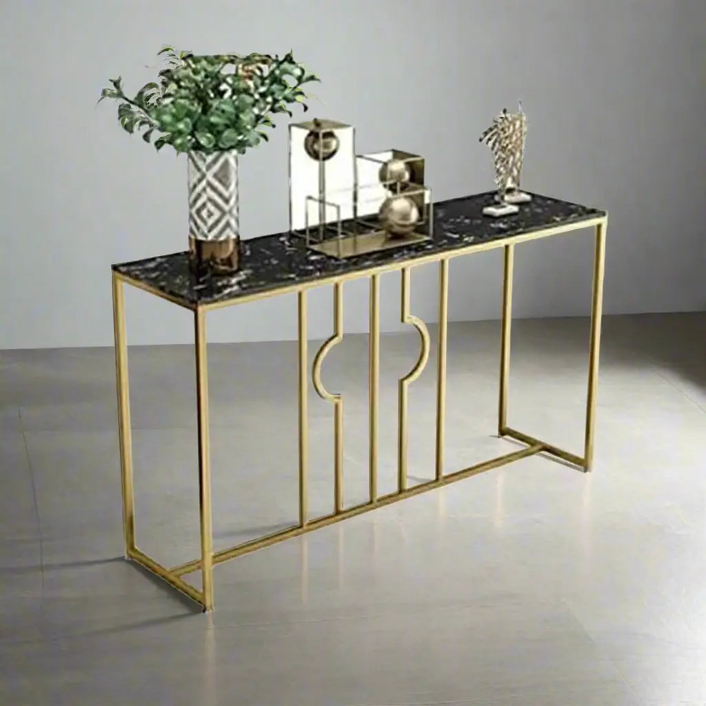 Modern console iron and black Spanish marble – luxurious and contemporary design